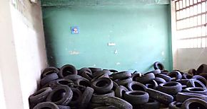 Ms de 300 neumticos recoge la Alcalda de Coln durante jornada de limpieza en alrededores del antiguo Colegio Abel Bravo