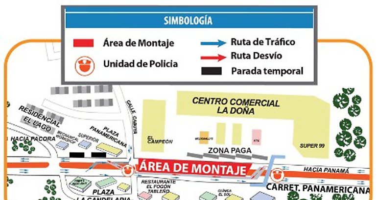 Esquema  Cierre de Zona Paga frente a La Doa por montaje de vigas