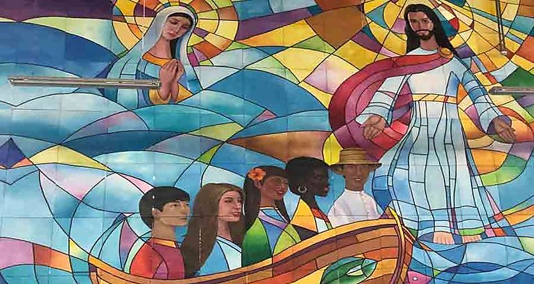 mural para la Vigilia y Misa de clausura de la JMJ