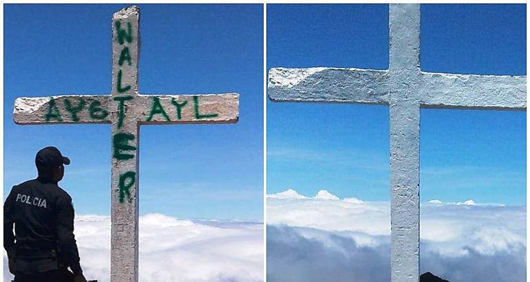 MiAmbiente cita a jvenes que vandalizaron cruz en cima del Volcn Bar