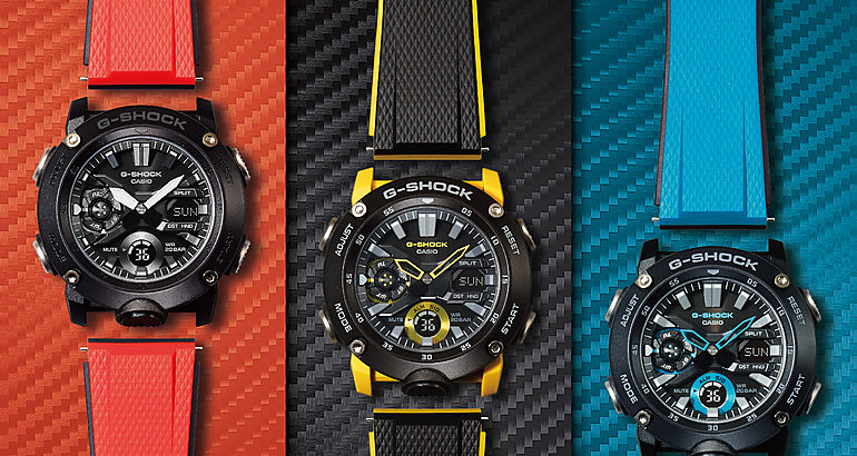 El carbono y las correas intercambiables son los protagonistas de la nueva coleccin de GSHOCK
