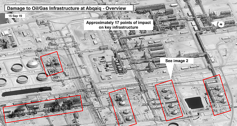EEUU publica las fotos del ataque a las refineras de Arabia Saud