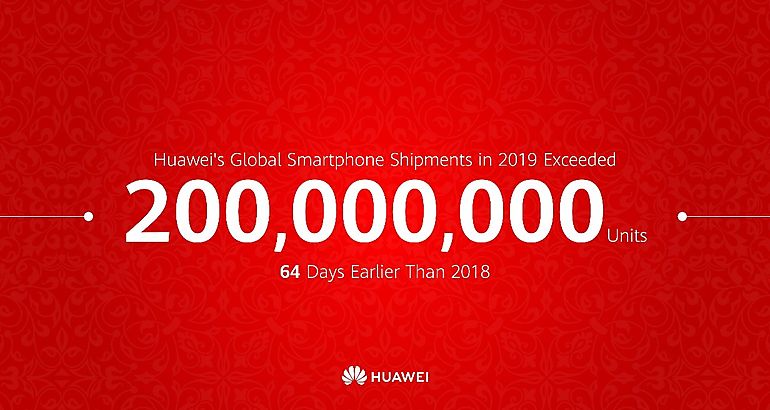 Huawei comercializa 200 millones de smartphones en tiempo rcord durante 2019