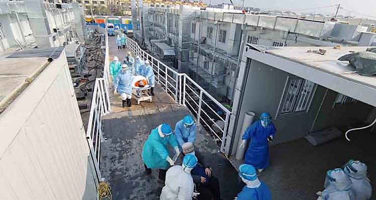 Nuevo hospital de Wuhan China recibe pacientes de coronavirus